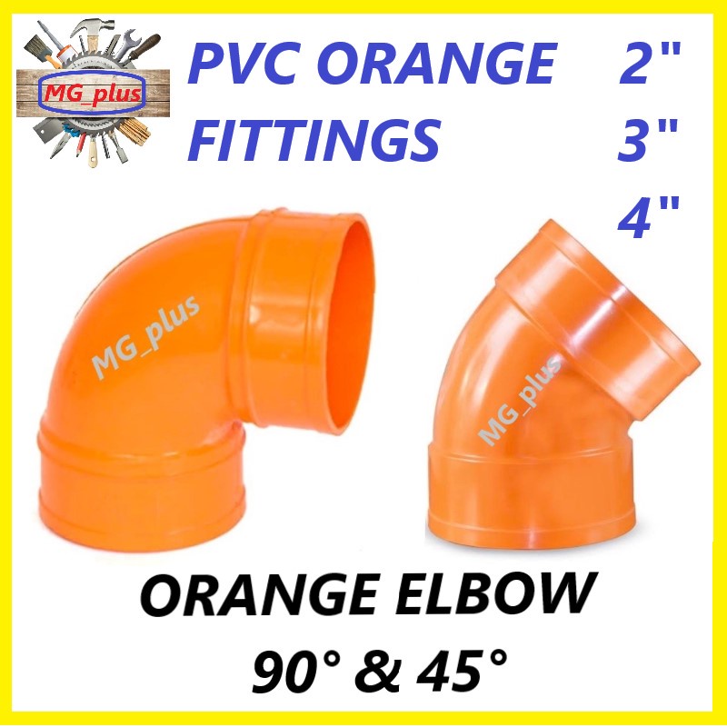 PVC Orange Fittings Elbow 2" 3" 4" 90 And 45 Degree Sanitary Plumbing