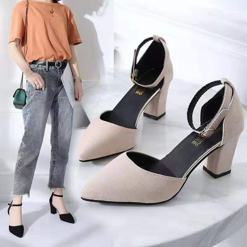 pointed block heel sandals