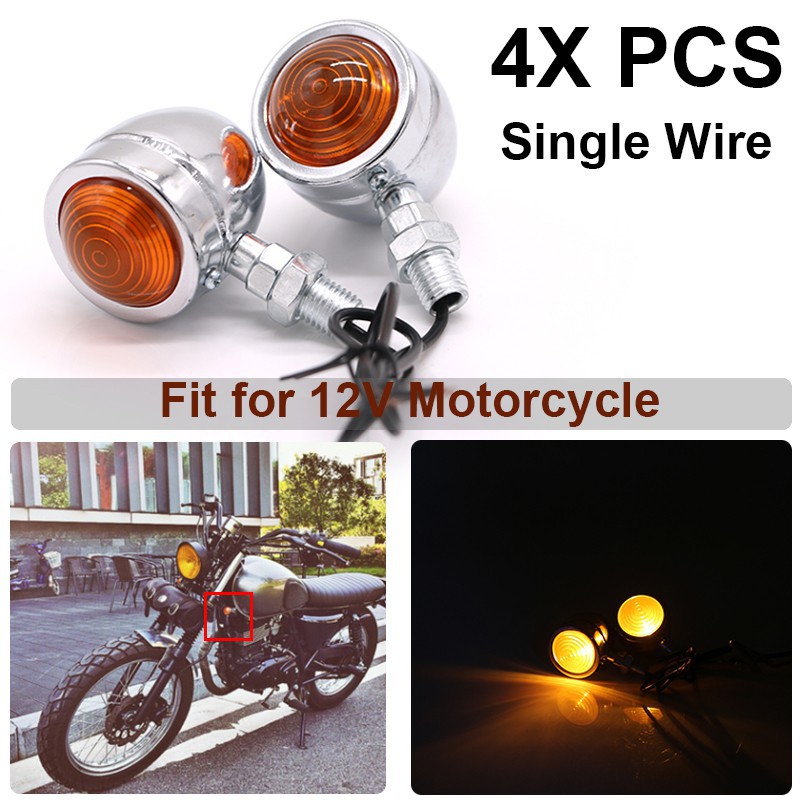 4x Motorcycle Bullet Turn Signal Lights Amber Blinker 20 LED Brake/Running Light