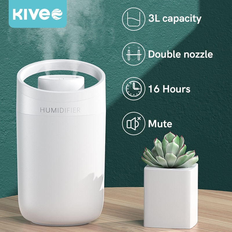 KIVEE JSQ16 3L Air Humidifier Dual Nano Nozzle Ultrasonic Humidifier