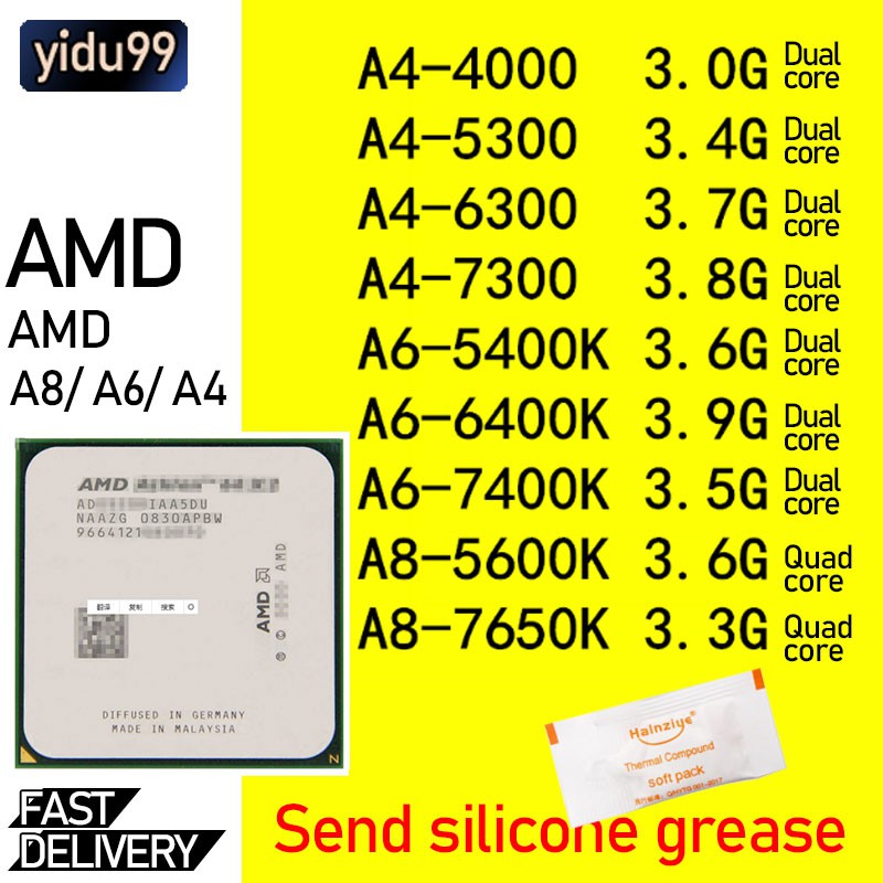 Amd A4 5300 6300 7300 A6 5400 6400 7400 4000 A8 5600 K Fm2 Cpu 7650 Integrated Graphics Socket Fm2 Processors By Yidu99 Shopee Philippines