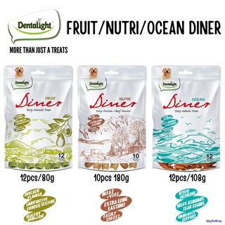 Dentalight Dental Chew Dog Treats - Fruit/Ocean/Nutri Diner (Tasty Salmon/Avocado/Chicken +Beef) 80G