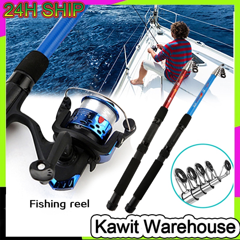 Fishing Rod Set Telescopic Fishing Rod Pole with Spinning Reel Combo ...