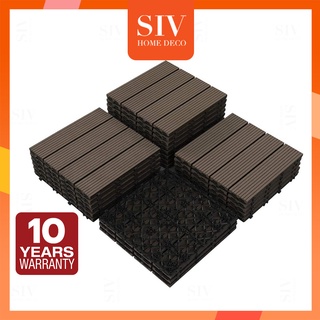 SIV 30 x 30cm Wooden Deck tiles Wood-Plastic Composite WPC Floor Tiles For Garden Balcony Flooring #10