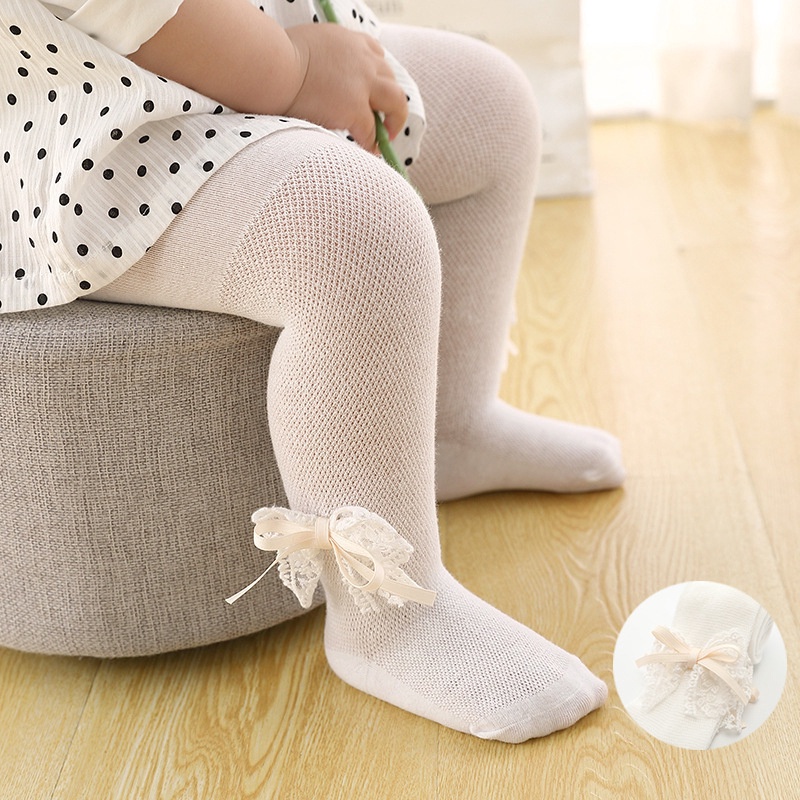 Baby Girls Tights Toddler Cable Knit Leggings Infant Soft Seamless Tights Newborn Pants Stockings with Lovely Bowknot 