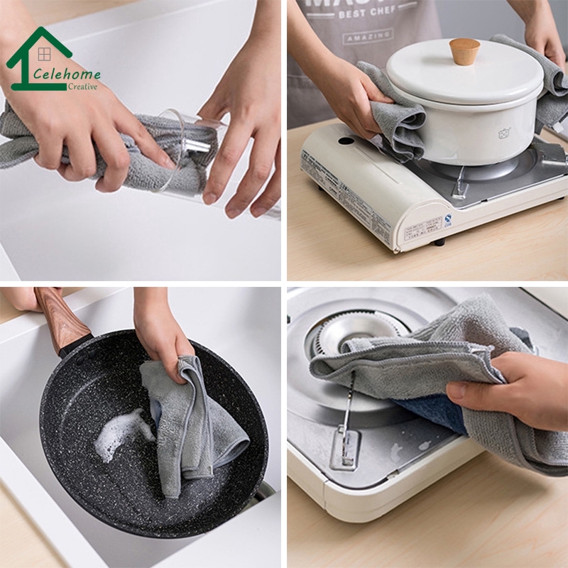 Cele Kitchen Towel Microfiber Cleaning Cloth Love Embroidery Dish Cloth Duster Bathroom Washing Towel New Shopee Philippines