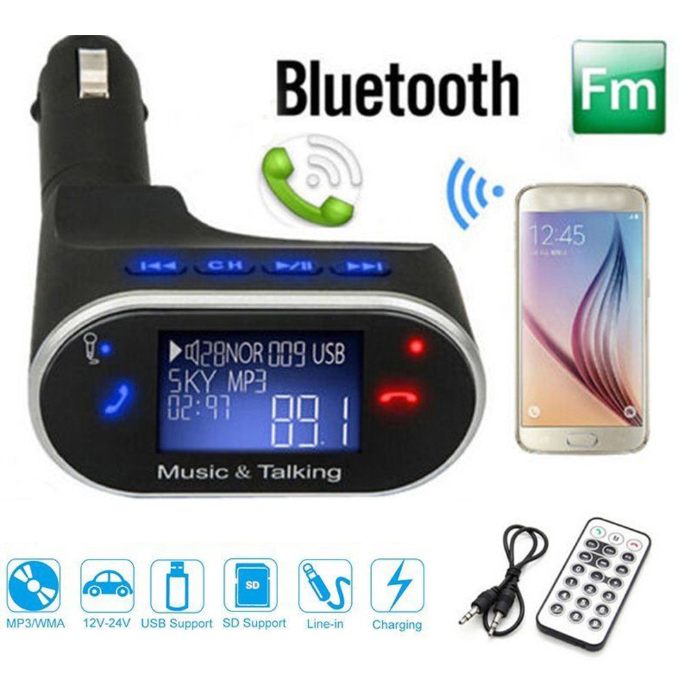 LCD Wireless Bluetooth FM Transmitter Modulator USB Car SD MP3 Player w//Remote