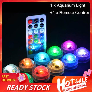 【Ready Stock】Remote Control Color Change Round Aquarium LED Light Submersible Fish Tank Lamp