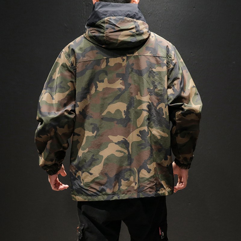 Men's Camouflage Reversible Windbreaker with oversized zip hoodie and streetwear fashion6