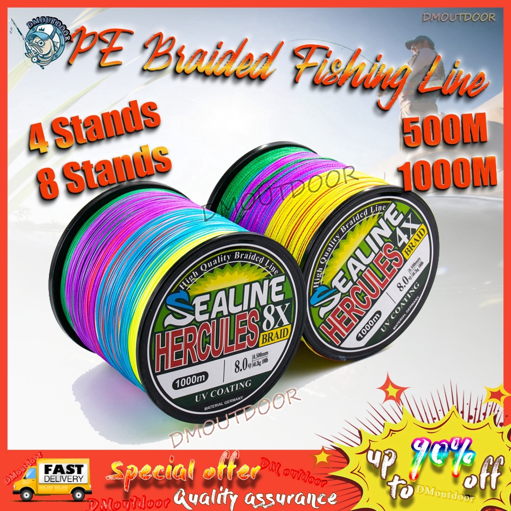 Dm Multicolored Braided Fishing Line 1000m 500m 4 Strands 8 Strands Pe Line Super Braid X4 X8 Line Shopee Philippines