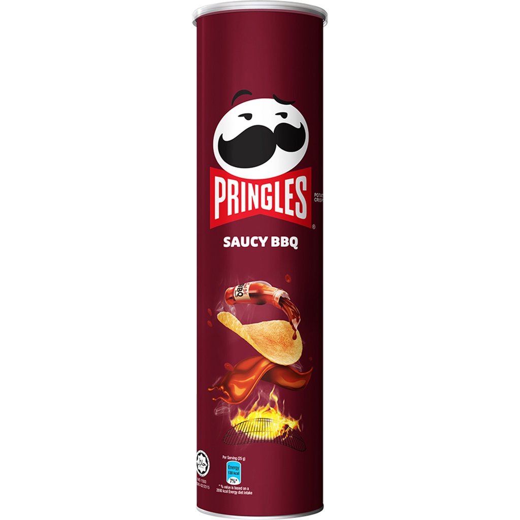 Pringles Saucy Barbeque Flavour Potato Crisp Chips 147g | Shopee ...