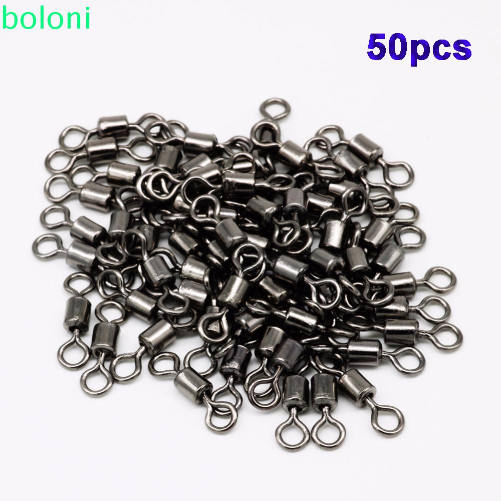 50pcs Ball Bearing Rolling Barrel Swivel Solid Ring Connector Fishing Tool