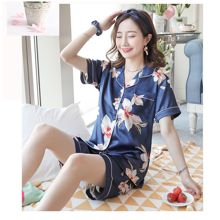 MeTOo 2022 Korean silk short sleeve floral pattern comfortable terno ...