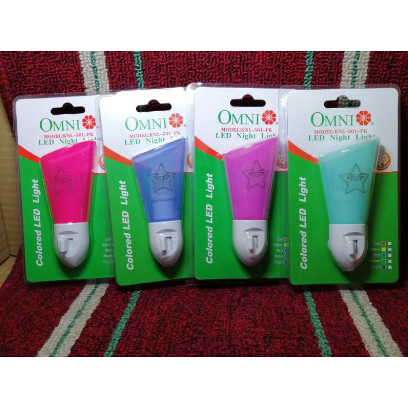 Omni Colored Led Dim Night Light with Switch Blue, Green, Pruple, Red ...