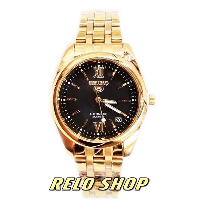 Ready stock Relo SEIKO Watch Gold Stainless Steel Analog waterproof date day men Watches