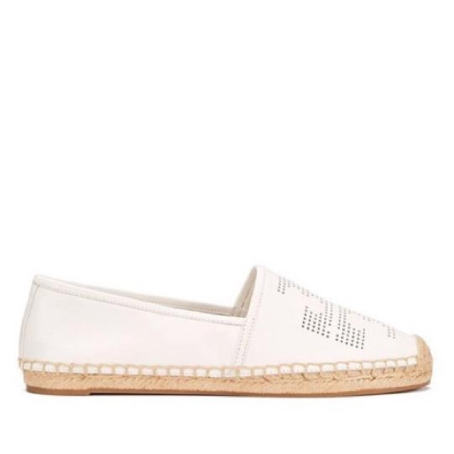 TORY BURCH Original White Perforated Logo Espadrille Flats | Shopee  Philippines