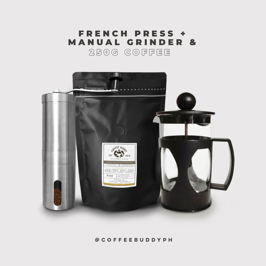french press and grinder