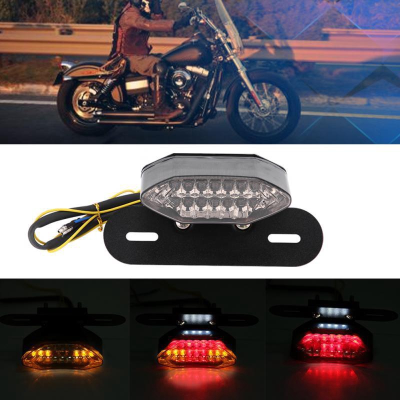 Smoke 16LED Motorcycle ATV Tail Turn signal Brake License Plate Integrated Light
