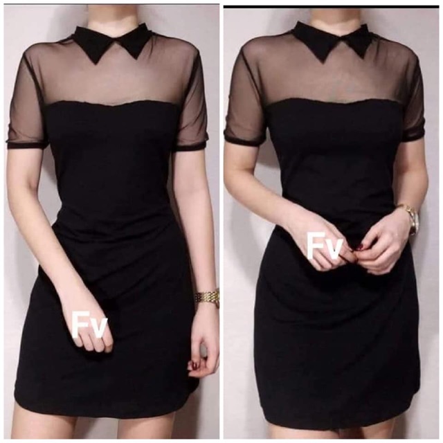 black dress with black collar