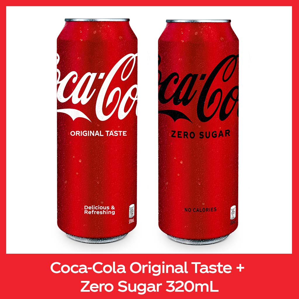 Coca-Cola Original Taste 320mL + Coca-Cola Zero Sugar 320mL | Shopee ...