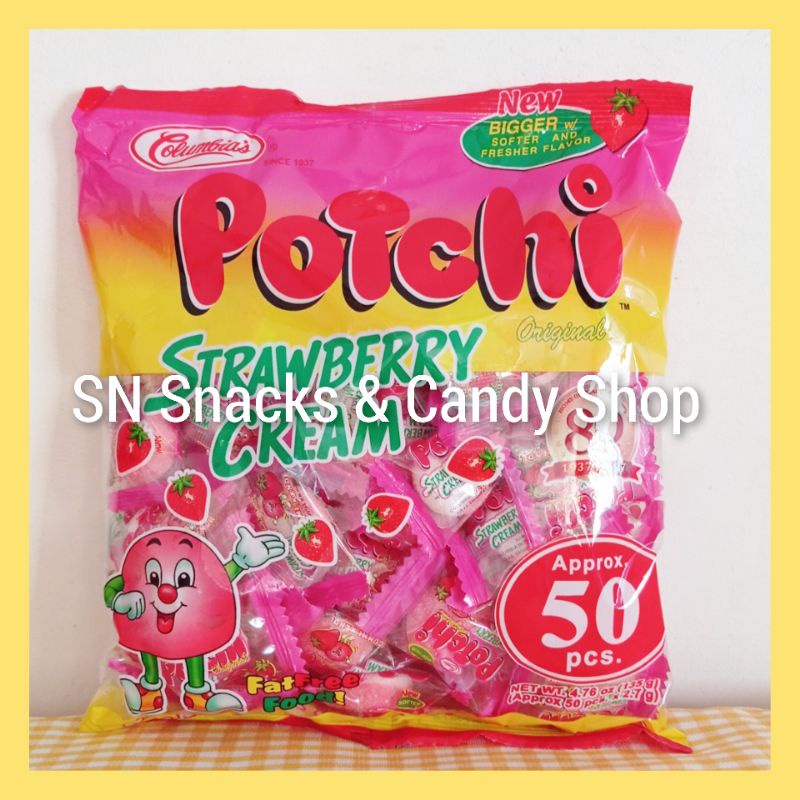 SN: POTCHI Strawberry Cream Flavored Gummy Candy 50pcs/135g | Shopee ...