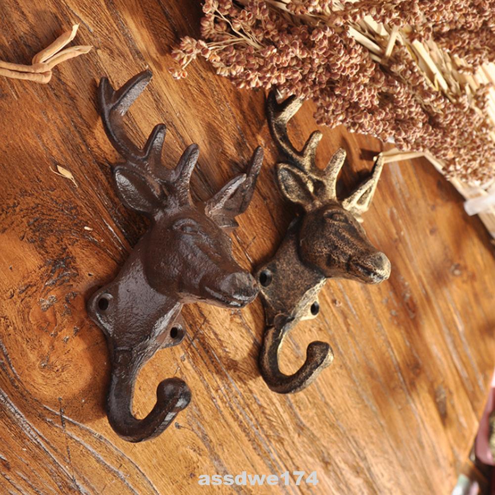 2pcs Deer Head Bathroom Home Decor Space Saving Iron Clothes Wall