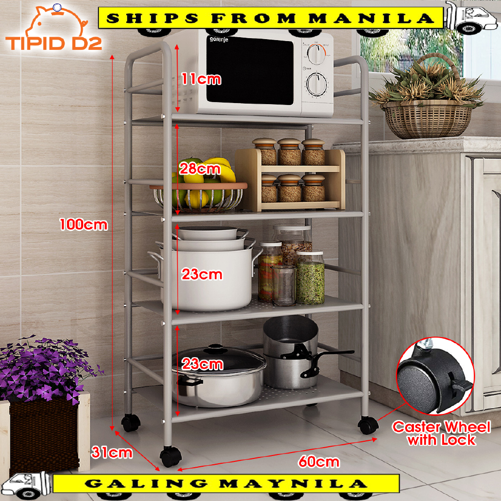 4 Tier Steel Kitchen Cart Shoe Organizer Utility Cart Rack Multi Purpose Storage With Wheels Shopee Philippines