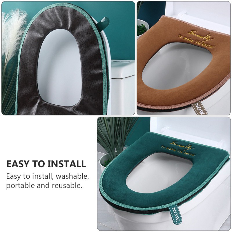2Pcs Toilet Seat Covers Warm Washable Winter Soft Comfortable Flannel Toilet Seat Pads for Home Bathroom