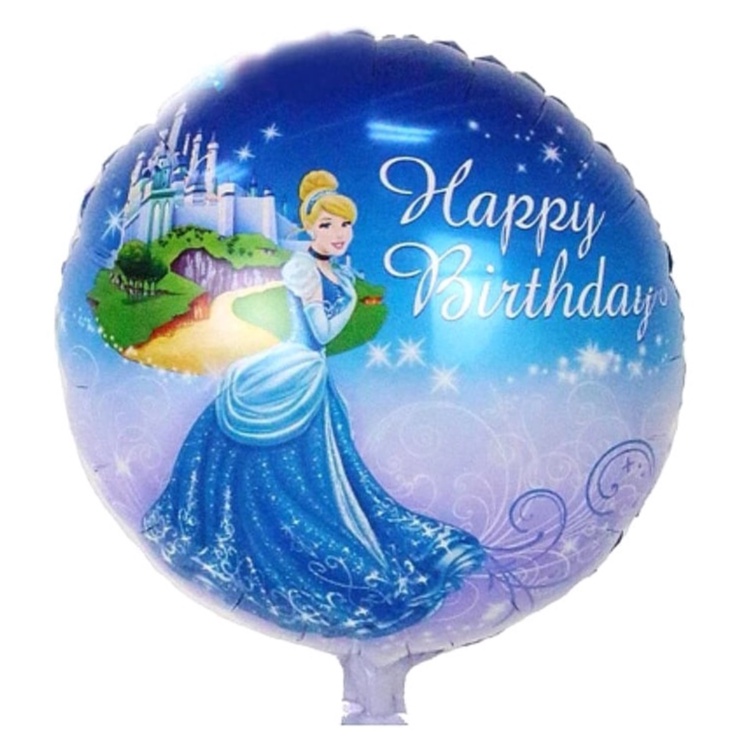 3 pcs Princess Cinderella Disney Princesses Happy Birthday Round Foil ...