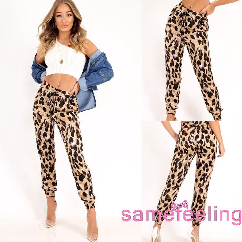 high waisted leopard print trousers