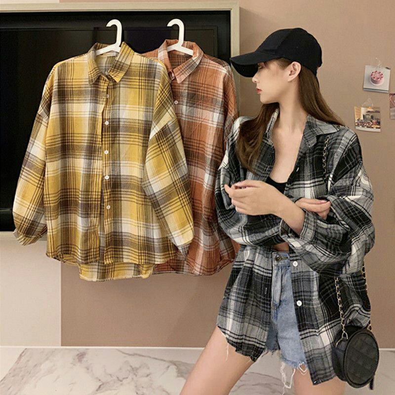 Korean Oversized Checkered Polo Longsleeve Preloved Item (For Live Selling  Check-Out Only) | Shopee Philippines