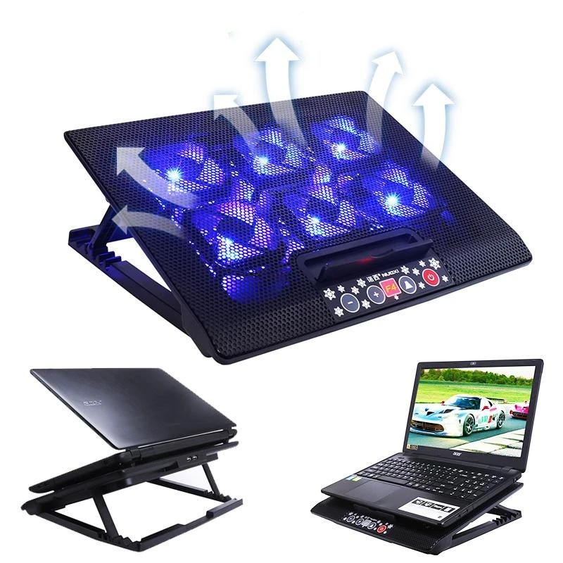 Laptop Cooling Pad USB Cooler Notebook Aluminum Cooling Pad Base LED 6