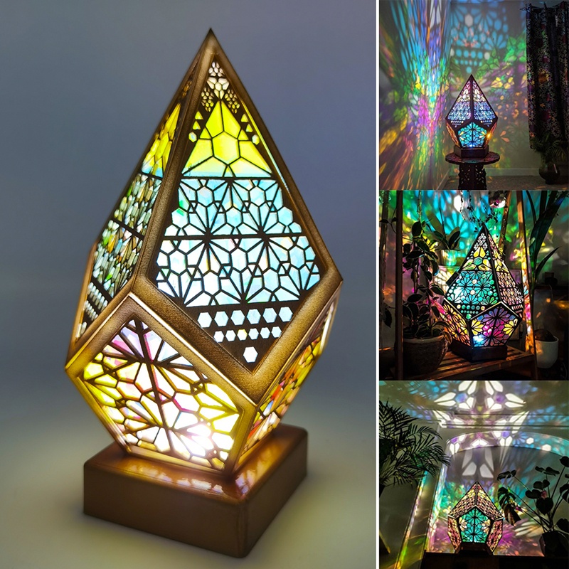 COD ☆ Creative Wooden Bohemian Light Romantic Star Floor Lamp Colorful 3D Projection Hollow Lamp Art Crafts Gifts for Home Party Decorative CO | Shopee Philippines