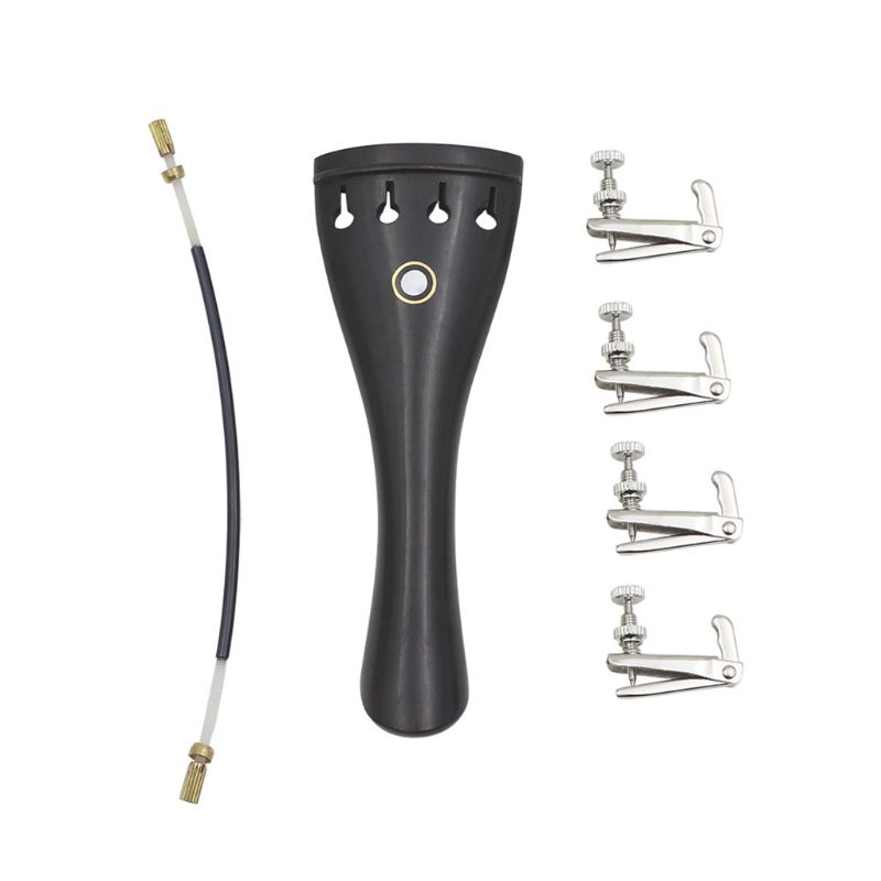 mm Violin Tailpiece, 3 in 1 Ebony Tailpiece with Rope Fine Tuners Kits
