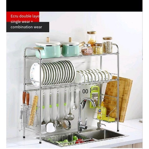Kitchen Dish Sink Top Dish Rack Storage 304 Stainless Steel Height