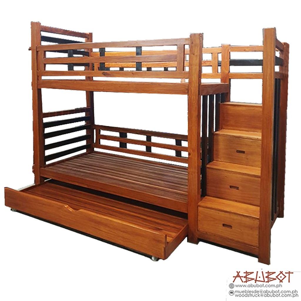 Abubot Double Deckr w/ Side Steps/ 3 Drawers & Pull Out Mahogany 39