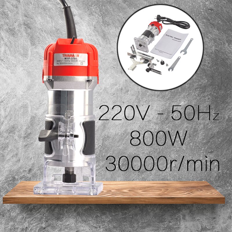 USA Stock 30000RPM 1/4 Electric Hand Trimmer Wood Laminate Palm Router Cutting Machine Hand Wood Trimmer for Furniture Chamfering Grooving Drilling Woodworking Tools 800W Wood Trimmer