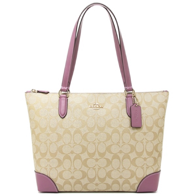 zip top tote in signature jacquard