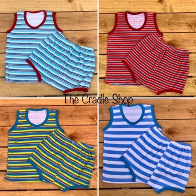 Stripe Sando Short Set For Boy Infant 3-9 months | Shopee Philippines