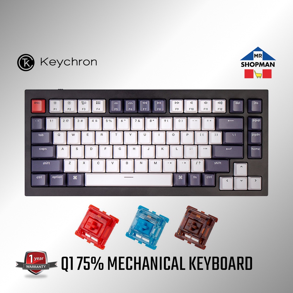 Keychron Q1 Phantom Black QMK 75% Custom Mechanical Keyboard Q1C1 ...