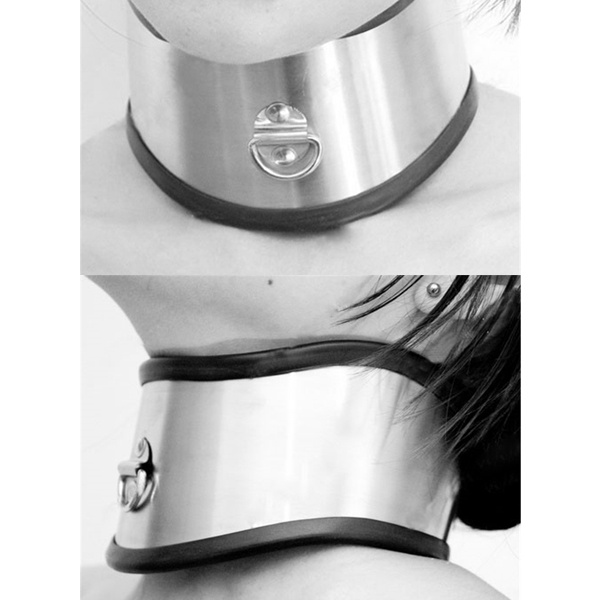 Pnux Stainless Steel Neck Collar Lockable Chastity Belt Bdsm Suffocation Restraint Posture Neck