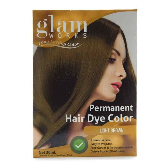 Authentic Glam Works Permanent Hair Dye Light Brown 30ml Shopee
