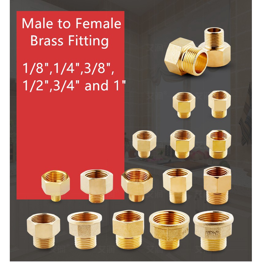 1pcs 1 8 1 4 3 8 1 2 Male To Female Thread Brass Pipe Connectors Brass Coupler Adapter Shopee Philippines