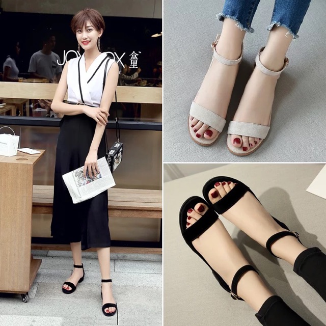 Korean flat sandals ankle strap 0.8Inch gamosa #PE30458