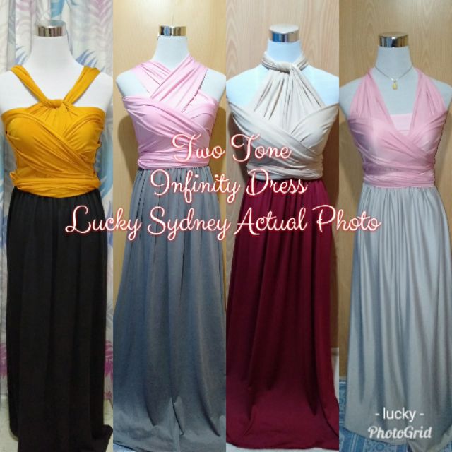 two tone infinity dress