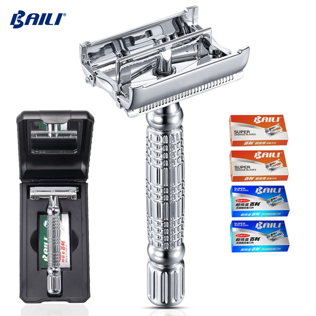 BAILI Double Edged Butterfly Safety Razor Shaving Kit For Men 100