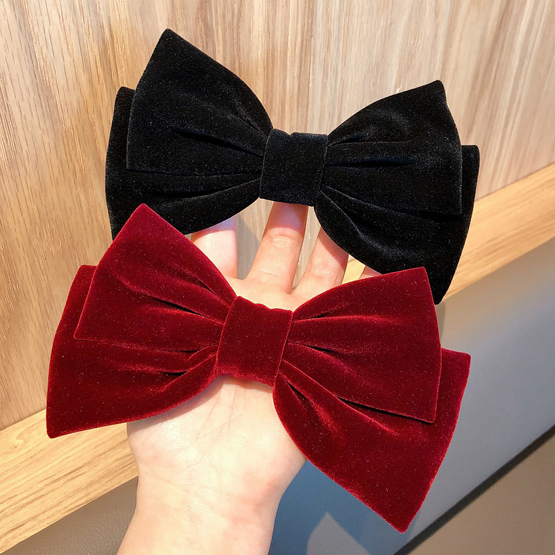 Stock ] Fashion Velvet Ribbon Big Bow Hairpin Hair Tie/ Women Elegant Bow  Tie Hairpins/ Vintage Black Wine Red Bow Hair Clip Prom Hair Accessories |  Shopee Philippines