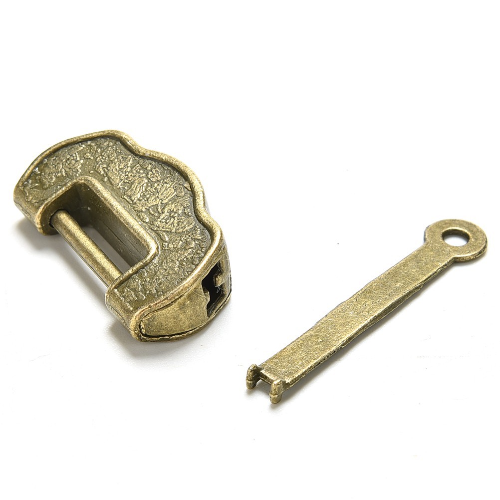 Chinese Vintage Antique old style password Brass Carved Word padlock lock//key T*