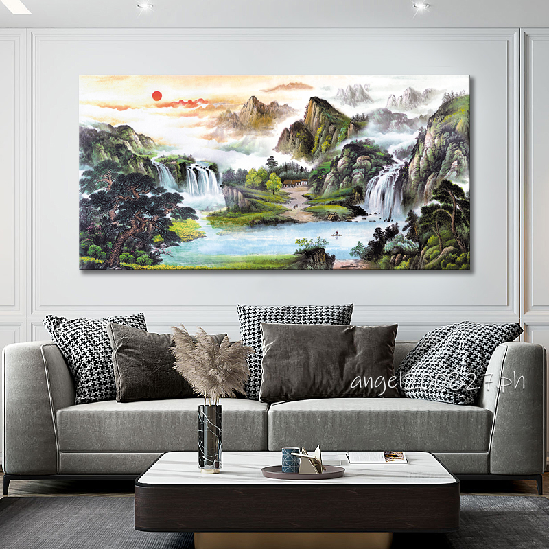 Chinese Style Landscape Painting Hd, Painting For Living Room Feng Shui