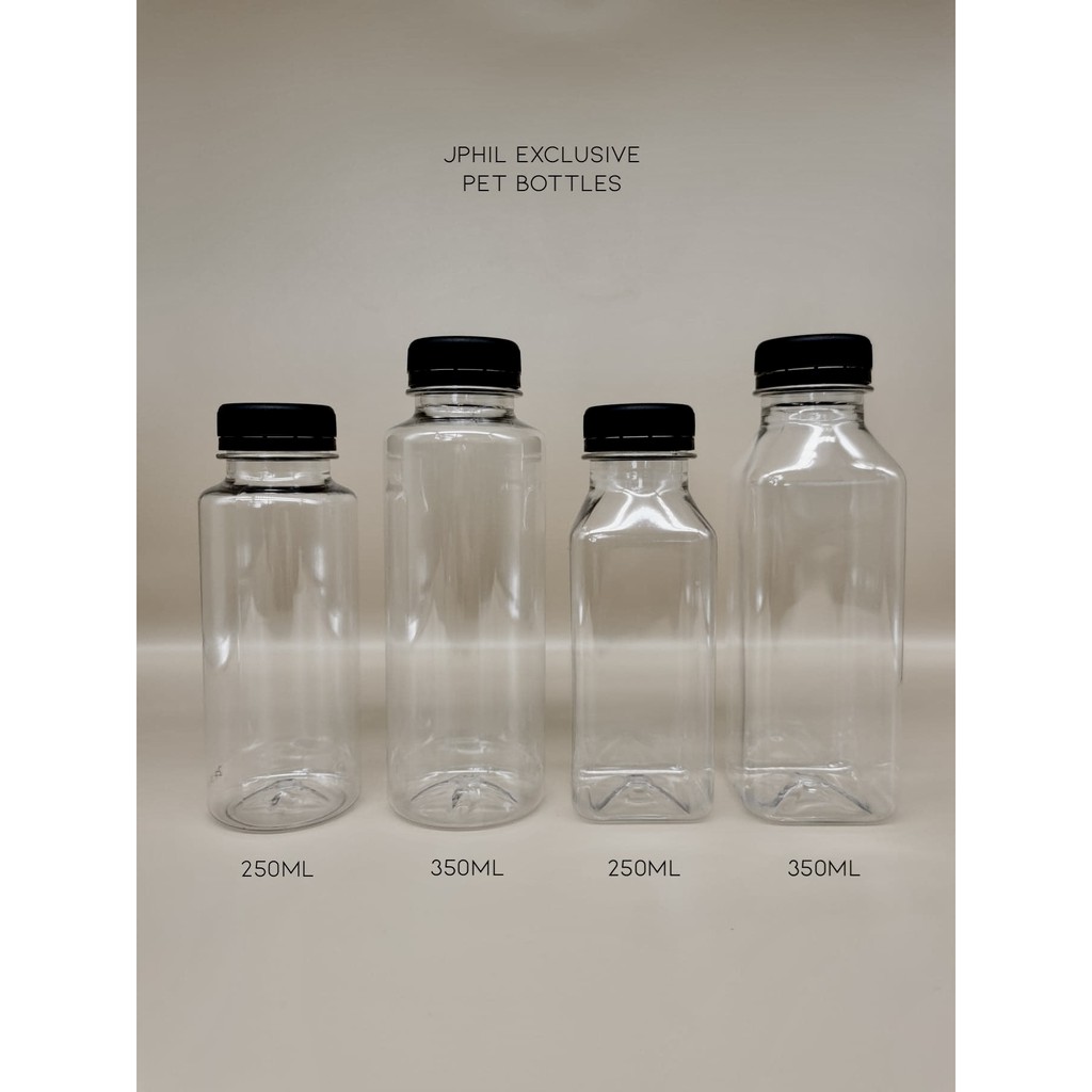 250 ml/350ml PET PLASTIC BOTTLES SQUARE/CYLINDRICAL (SOLD PER PACK
